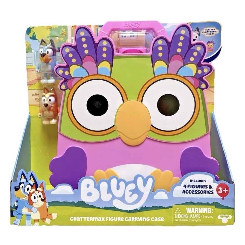 Bluey Play set Storage Carrying Case 4 Figures Muffin Chattermax Bingo Toy